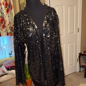 Vintage Black Sequin Cardigan
